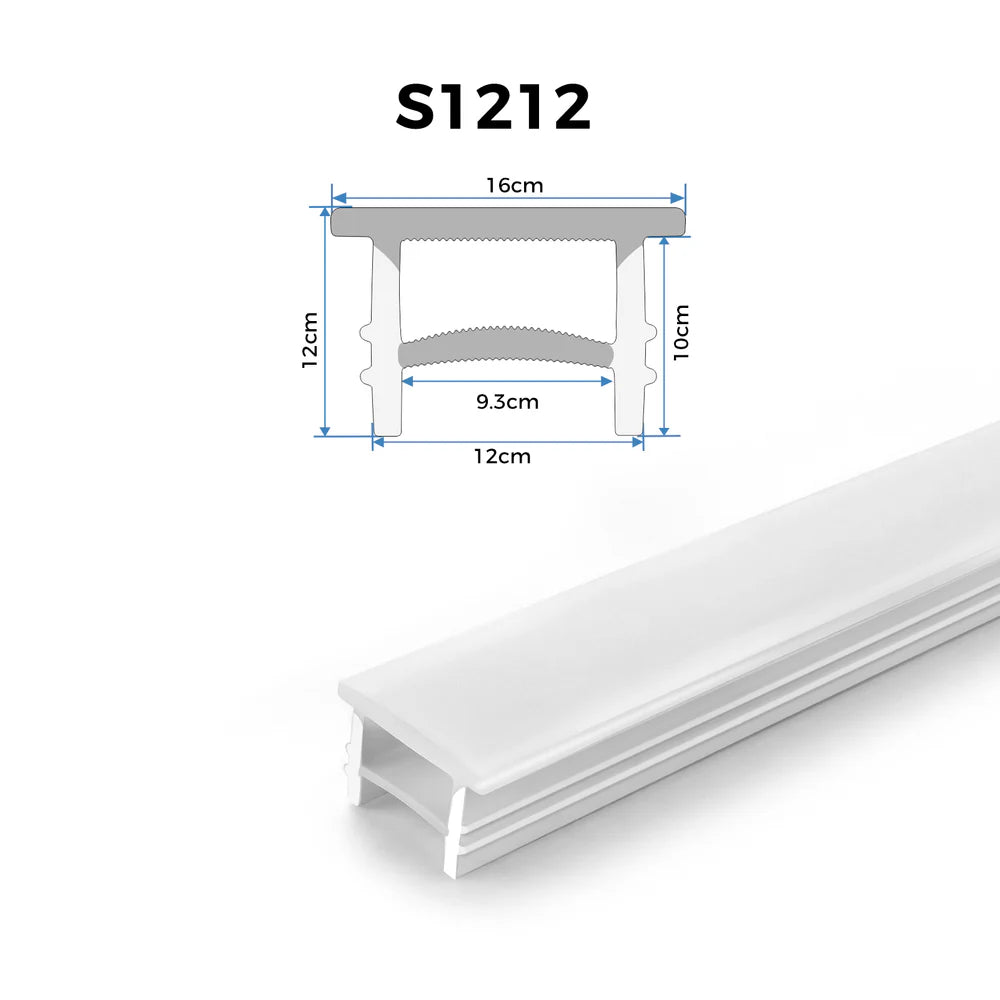 Q-TE Series 12×12mm Top Emitting LED Neon Housing | Max Strip Width ≤8mm | S1212 Silicone Neon Profile | 16.4FT/5M | Quick Install | Ceiling Cove Lighting