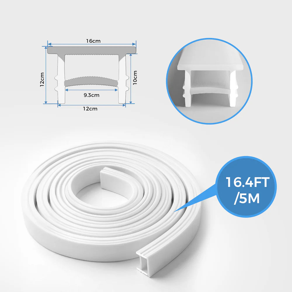 Q-TE Series 12×12mm Top Emitting LED Neon Housing | Max Strip Width ≤8mm | S1212 Silicone Neon Profile | 16.4FT/5M | Quick Install | Ceiling Cove Lighting