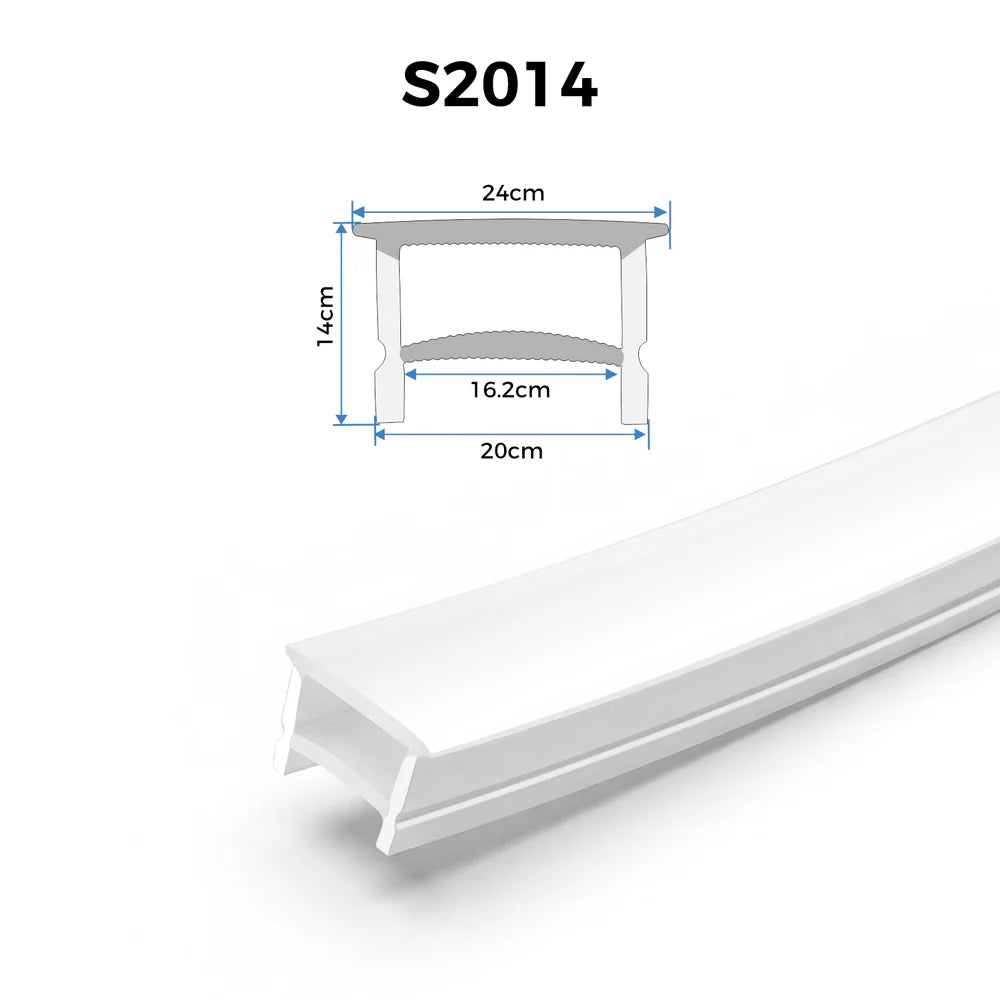 Q-TE Series 20×14mm Top Emitting LED Neon Housing | Max Strip Width ≤16mm | S2014 Architectural Neon Housing | 16.4FT/5M | Mounting Edge Quick Install | Cabinet Display Lighting