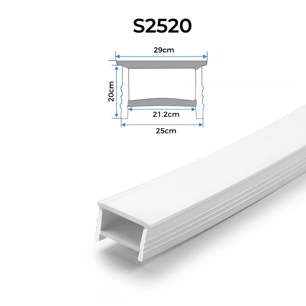 Q-TE Series 25×20mm Top Emitting LED Neon Housing | Max Strip Width ≤20mm | S2520 Architectural Neon Housing | 16.4FT/5M | Quick Install | Cabinet Bar Lighting