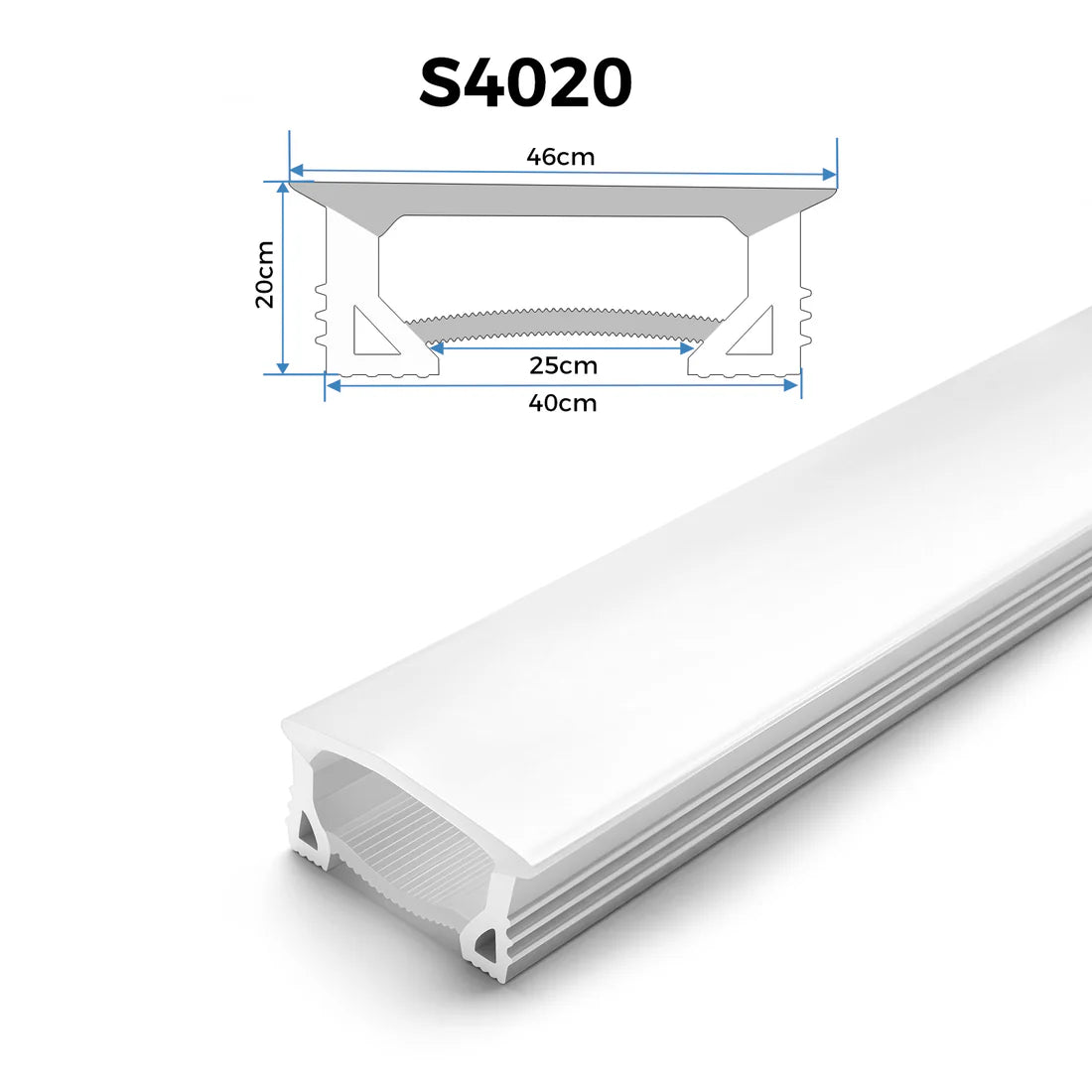 Q-TE Series 40×20mm Top Emitting LED Neon Housing | Max Strip Width ≤25mm | S4020 Premium Neon Housing | 16.4FT/5M | Quick Install | LED Signage Neon Signs Lighting