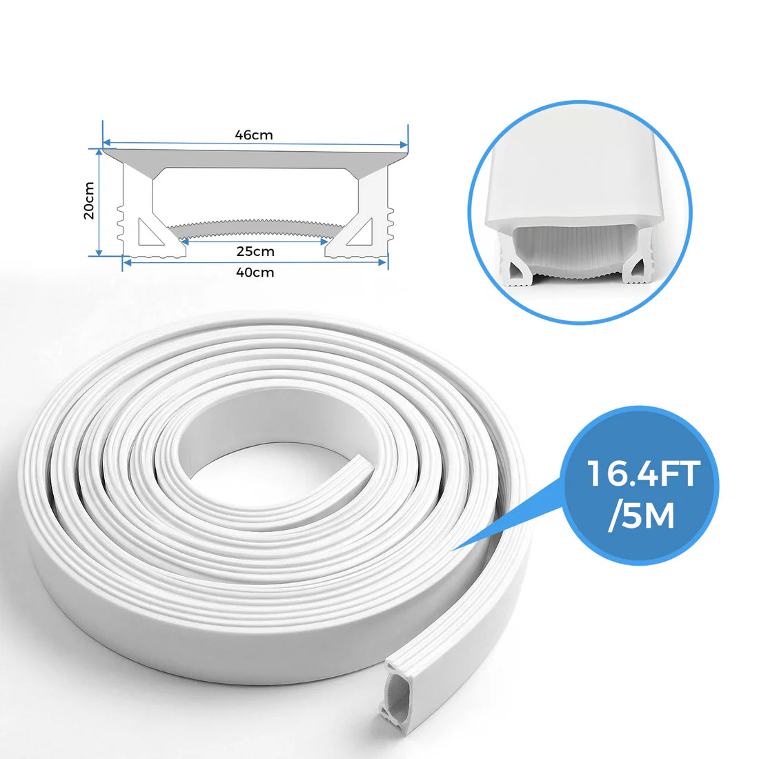Q-TE Series 40×20mm Top Emitting LED Neon Housing | Max Strip Width ≤25mm | S4020 Premium Neon Housing | 16.4FT/5M | Quick Install | LED Signage Neon Signs Lighting